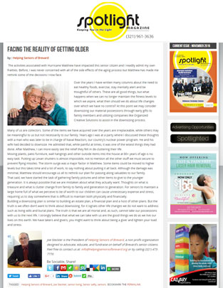 Helping Seniors in Spotlight Magazine