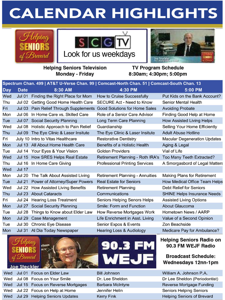 Helping Seniors TV & Radio Calendar