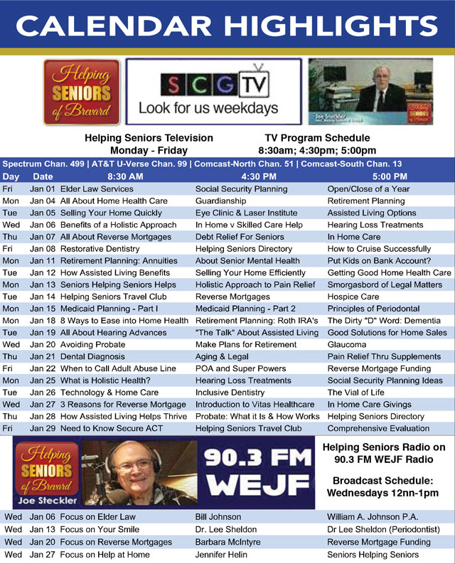 Helping Seniors Radio & TV Calendar