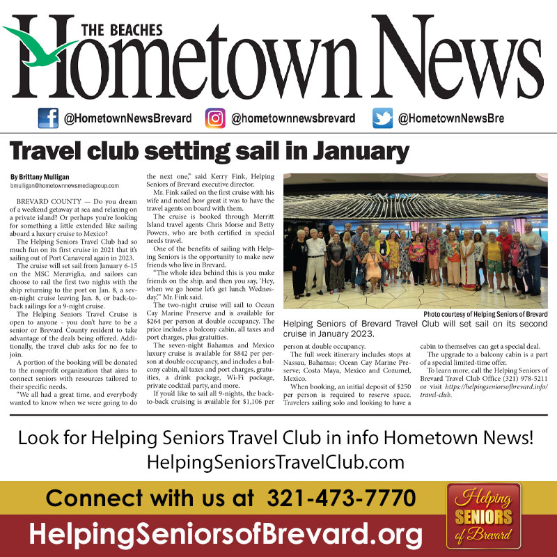 Helping Seniors Travel Club in Hometown News