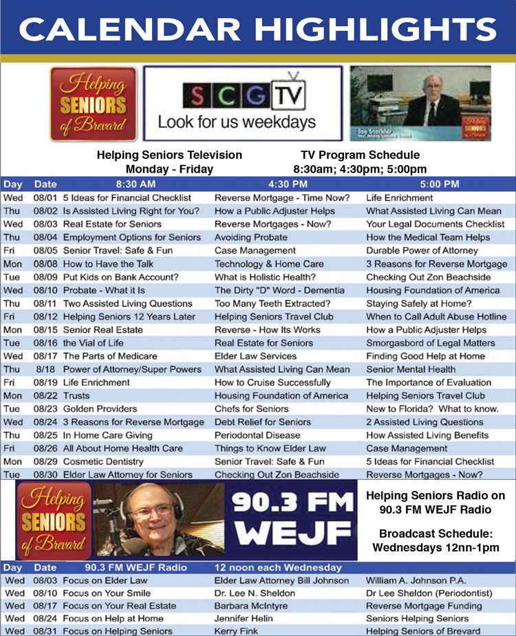 August 2022 Helping Seniors Radio & TV