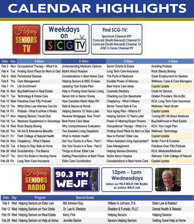Helping Seniors TV & Radio Calendar - February 2025