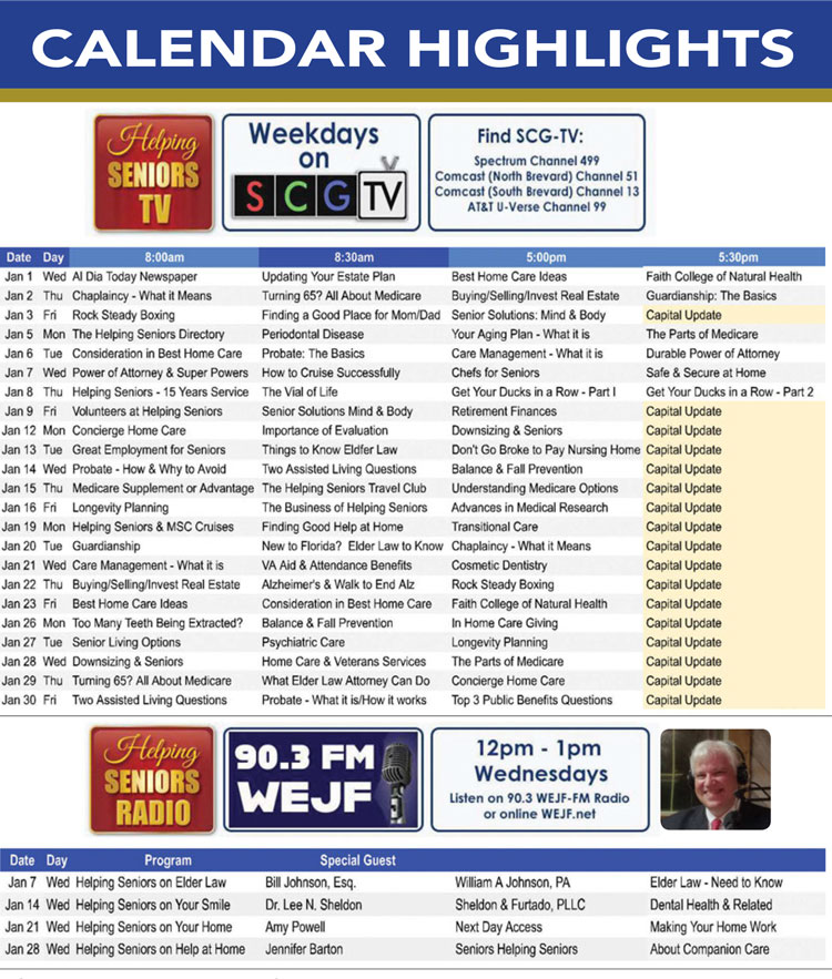 Helping Seniors TV & Radio Calendar