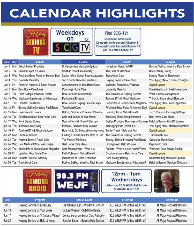 Helping Seniors TV & Radio Calendar - June 2026